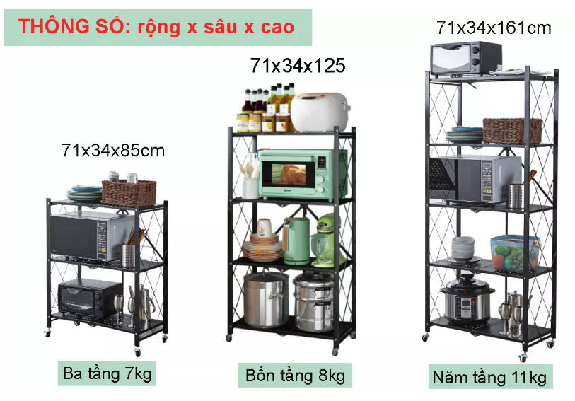 Kệ Gia Dụng Xếp Gọn 3 Tầng CPSG01