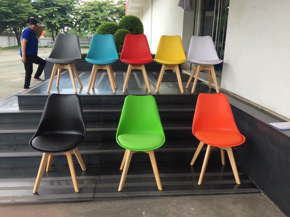 Ghế Eames  Nệm Chân Gỗ Cafe CPSG01